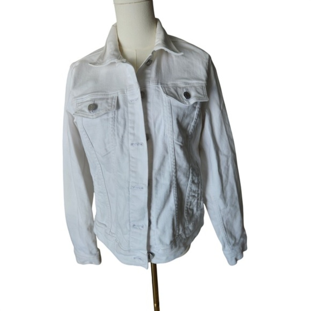 GAP Denim Jacket White Classic Trucker Style Size Medium